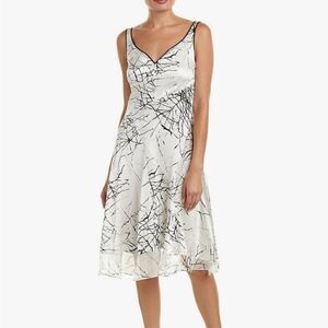 Elie Tahari Seldana Abstract-Print 100% Silk Slip Dress US 4